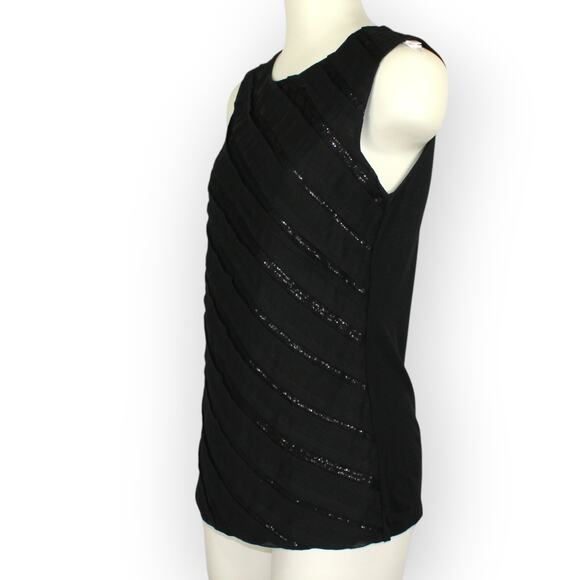 Medium ANN TAYLOR Tank Shell Tee MixedMedia Sleeveless Sequin - Picture 9 of 11